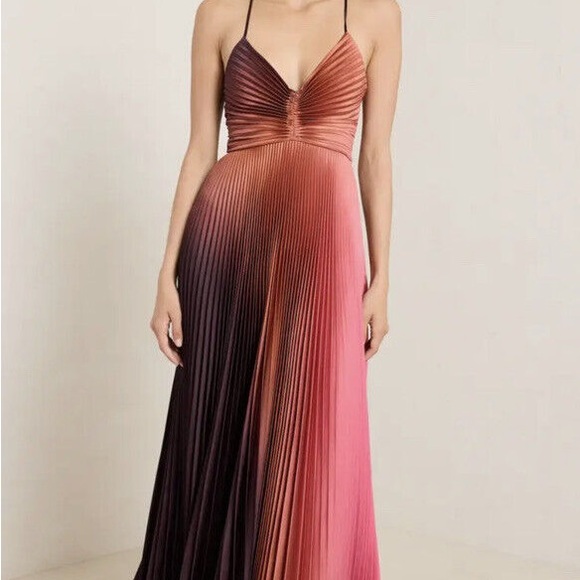 A.L.C Ariya Ombré Satin Pleated Gown NWT Size 00 - Picture 3 of 8